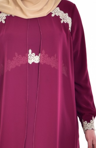 Plum Hijab Evening Dress 3234-04
