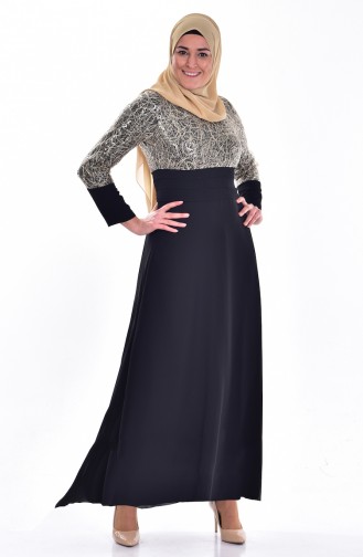 Robe de Soirée Paillette Grande Taille 2369-02 Noir 2369-02