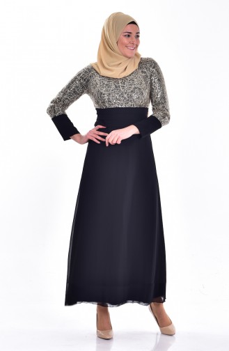 Black Hijab Evening Dress 2369-02