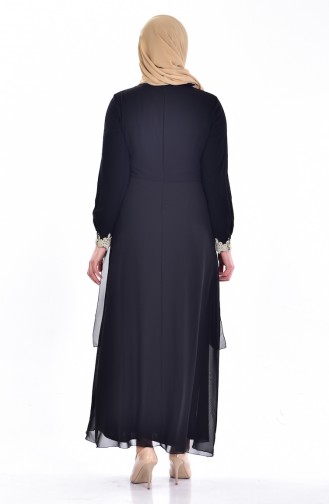 Black Hijab Evening Dress 3234-01