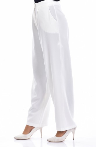 Pantalon Large avec Poches 3841-06 Blanc 3841-06