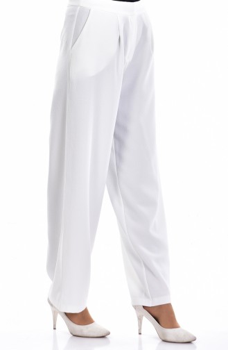 Pantalon Large avec Poches 3841-06 Blanc 3841-06