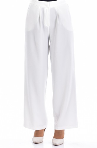 Pantalon Large avec Poches 3841-06 Blanc 3841-06