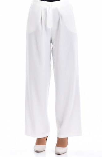 Pockets Wide leg Trousers 3841-06 White 3841-06