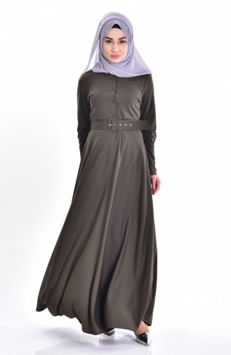Khaki Hijab Dress 5080-04