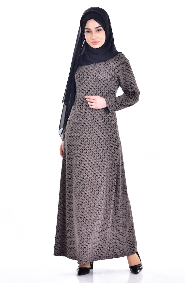 Brown Hijab Dress 500104 Sefamerve
