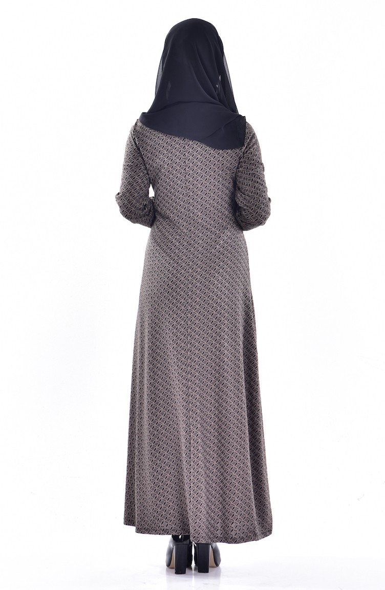 Brown Hijab Dress 500104 Sefamerve