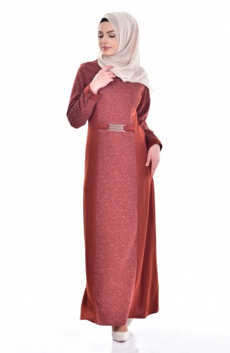 Brick Red Hijab Dress 7485-01