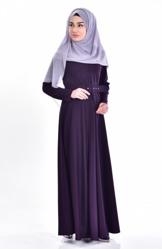 Kleid mit Gürtel 5080-01 Lila 5080-01