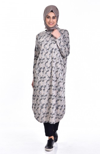 Camouflage Patterned Tunic 0722-03 Beige 0722-03