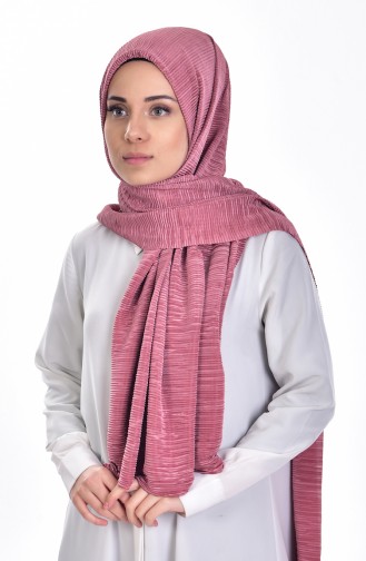 Parlak Pliseli Şal 901233-12 Koyu Gül Kurusu