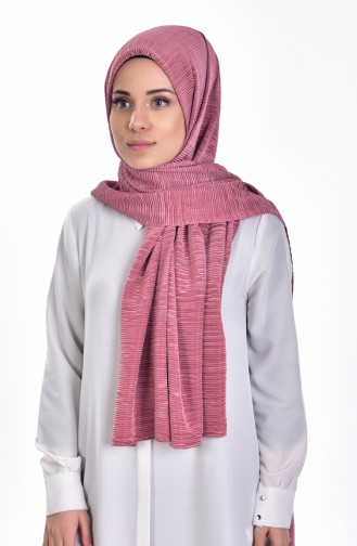 Parlak Pliseli Şal 901233-12 Koyu Gül Kurusu