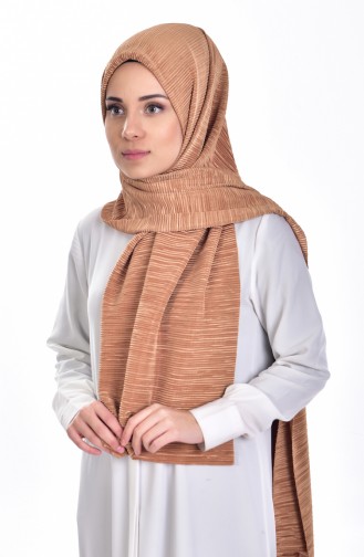 Parlak Pliseli Şal 901233-10 Koyu Hardal