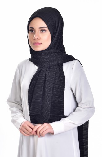 Parlak Pliseli Şal 901233-18 Siyah