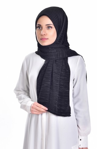 Parlak Pliseli Şal 901233-18 Siyah
