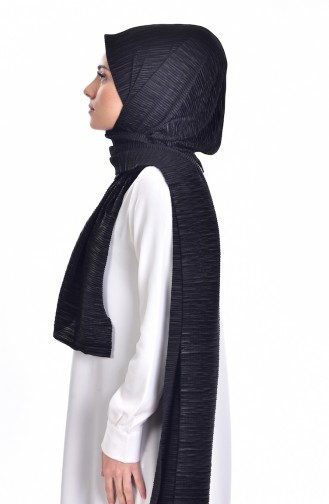 Parlak Pliseli Şal 901233-18 Siyah