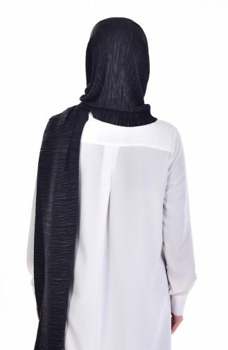 Parlak Pliseli Şal 901233-18 Siyah