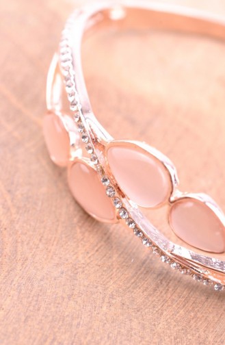 Somon Taş Detaylı Taşlı Kelepçe Bileklik BL11105 Rose