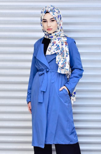 Trenchcoat with Belt 1482A-02 Blue 1482A-02