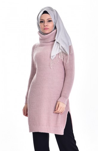 Boğazlı Triko Kazak 3097-12 Pudra