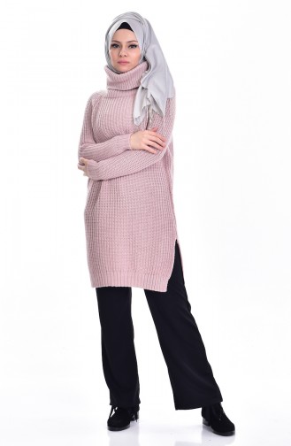 Boğazlı Triko Kazak 3097-12 Pudra