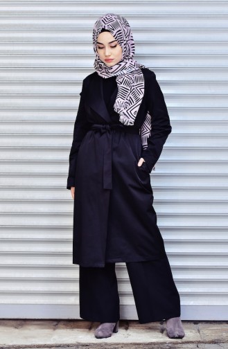 Trenchcoat with Belt 1482A-04 Black 1482A-04