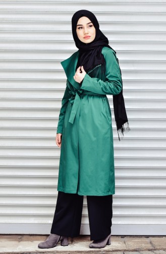 Trenchcoat with Belt 1482A-03 Emerald Green 1482A-03