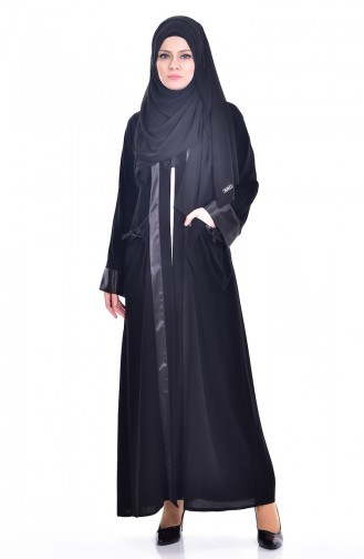 Kleid mit Abaya Set 7751-01 Schwarz Beige 7751-01