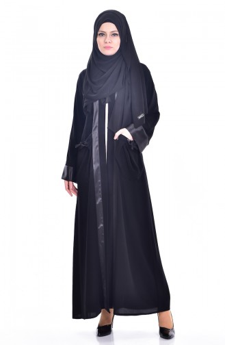 Ensemble Deux Pieces Robe Abaya 7751-01 Noir Beige 7751-01