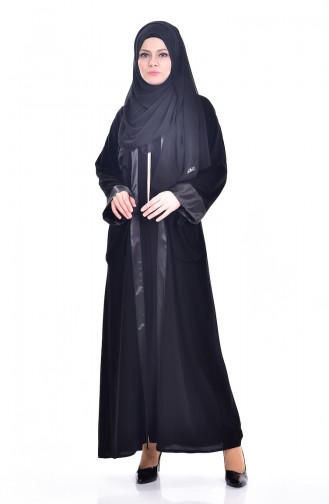 Elbise Ferace İkili Takım 7751-01 Siyah Bej
