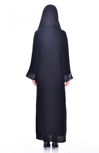 Ensemble Deux Pieces Robe Abaya 7751-01 Noir Beige 7751-01