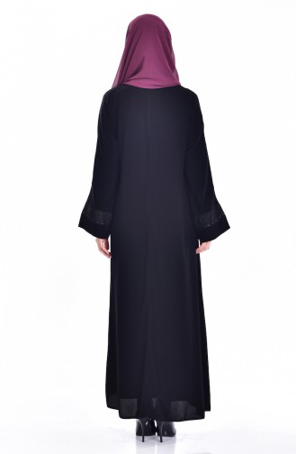 Ensemble Deux Pieces Robe Abaya 7752-01 Noir Beige 7752-01