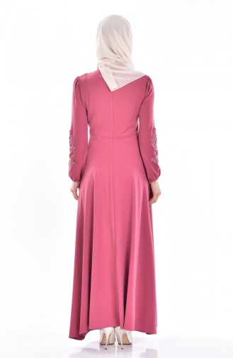 فستان بتصميم مزين بتفاصيل من اللؤلؤ و الدانتيل  4214-04