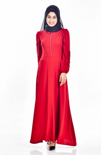 Red Hijab Dress 4214-03
