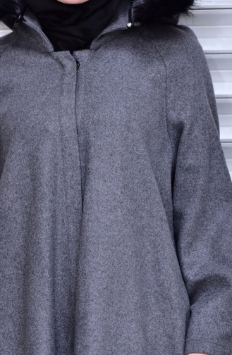 Furry Coat with Snap-Fastener 50329-06 Dark Gray 50329-06