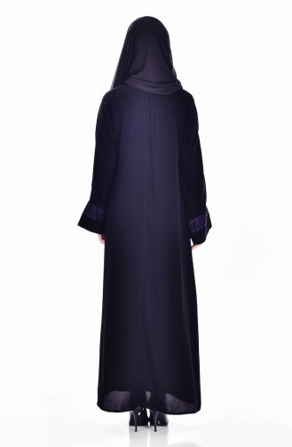 Ensemble Deux Pieces Robe Abaya 7752-03 Noir Pourpre 7752-03