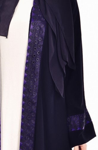 Ensemble Deux Pieces Robe Abaya 7752-03 Noir Pourpre 7752-03