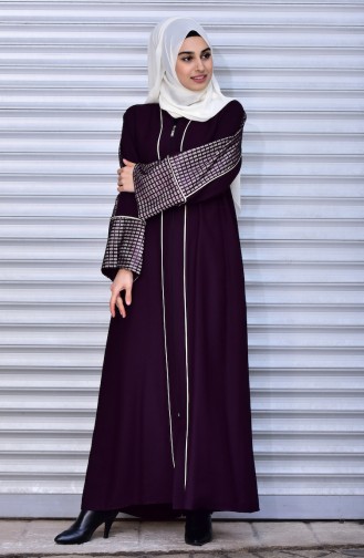 Abaya mit Spitzen 7732-02 Zwetschge 7732-02