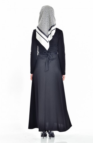 Schwarz Hijab Kleider 4435-03