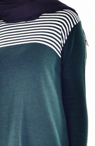 Striped Knitwear Sweater 2011-06 Emerald Green 2011-06