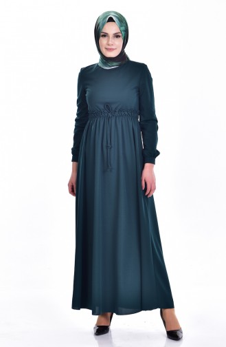 Emerald Green Hijab Dress 8017-07