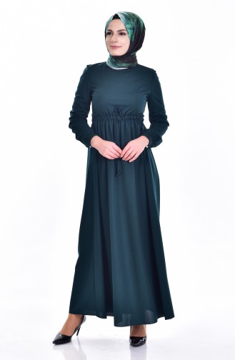 Emerald Green Hijab Dress 8017-07