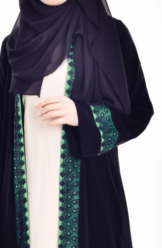 Ensemble deux Pieces Robe Abaya 7752-04 Noir Vert emeraude 7752-04