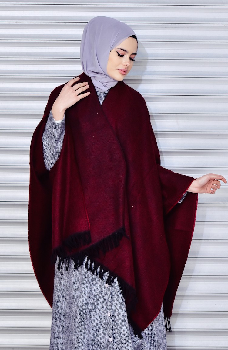 Omuz Şalı 1171A-03 Bordo Siyah