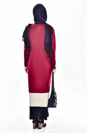 iLMEK Pleated Knitwear Dress  4026-05 Claret Red 4026-05