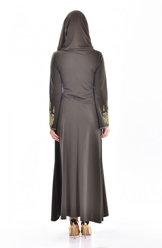 Khaki Hijab Dress 5086-02