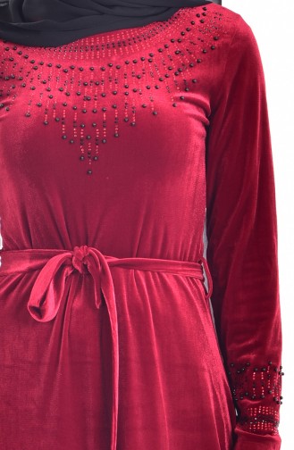 Claret Red Hijab Dress 3823-05