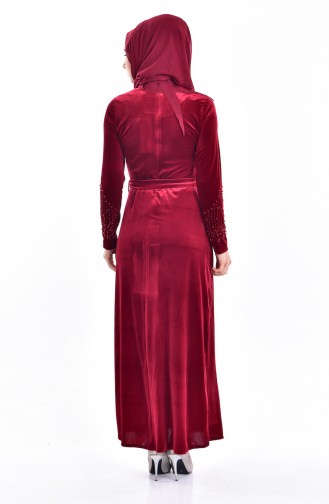 Claret Red Hijab Dress 3823-11