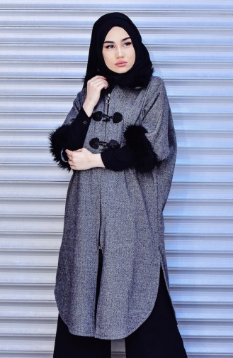 Pelz Poncho  3640-03 Grau 3640-03