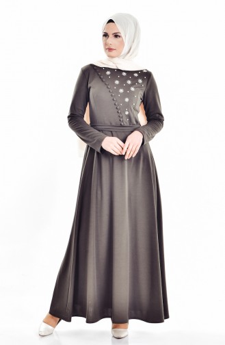 Khaki Hijab Dress 5082-01
